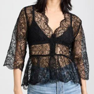GANNI! Light Lace V Neck Blouse  Light Lace